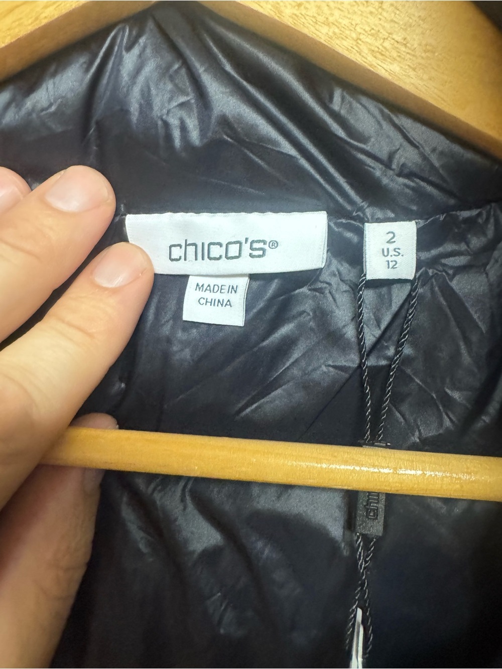 Chico's Black Sequin Panel Quilted Puffer Vest - Picture 3 of 6